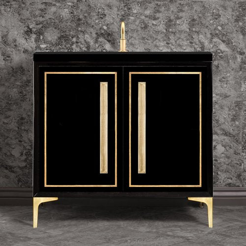 Linkasink VAN36B-025SB Linea With 18 Artisan Glass Prism Hardware 36 Wide Vanity, 36 X 22 X 33.5 (Without Vanity Top) - Parent