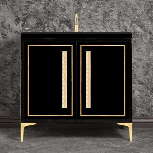 Linkasink VAN36B-026SB Linea With 18 Artisan Glass Pyramid Hardware 36 Wide Vanity, 36 X 22 X 33.5 (Without Vanity Top) - Parent