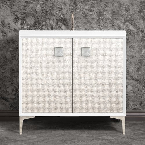 Linkasink VAN36W-015PN Mother Of Pearl With 3 Artisan Glass Prism Hardware 36 Wide Vanity, 36 X 22 X 33.5 (Without Vanity Top) - Parent