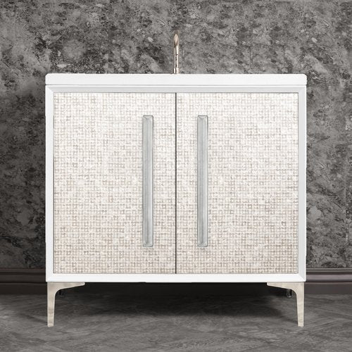 Linkasink VAN36W-017PN Mother Of Pearl With 18 Artisan Glass Prism Hardware 36 Wide Vanity, 36 X 22 X 33.5 (Without Vanity Top) - Parent