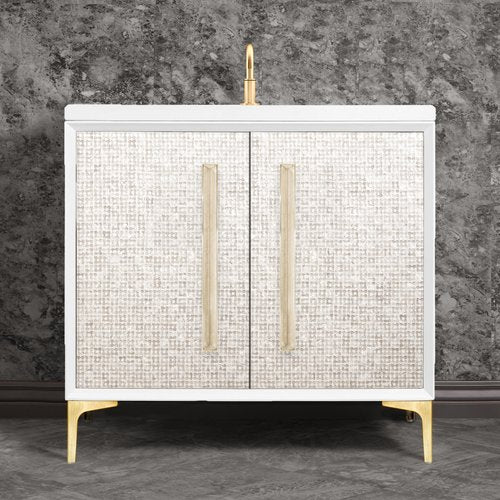 Linkasink VAN36W-017SB Mother Of Pearl With 18 Artisan Glass Prism Hardware 36 Wide Vanity, 36 X 22 X 33.5 (Without Vanity Top) - Parent