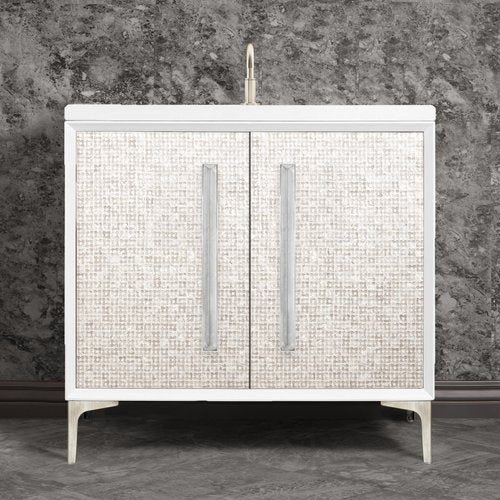 Linkasink VAN36W-017SN Mother Of Pearl With 18 Artisan Glass Prism Hardware 36 Wide Vanity, 36 X 22 X 33.5 (Without Vanity Top) - Parent