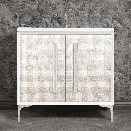 Linkasink VAN36W-018PN Mother Of Pearl With 18 Artisan Glass Pyramid Hardware 36 Wide Vanity, 36 X 22 X 33.5 (Without Vanity Top) - Parent