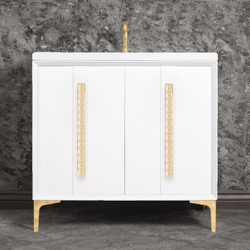 Linkasink VAN36W-022PB Tuxedo With 18 Artisan Glass Pyramid Hardware 36 Wide Vanity, 36 X 22 X 33.5 (Without Vanity Top) - Parent