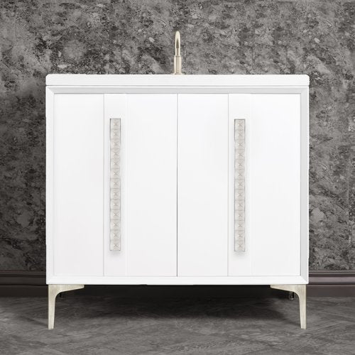 Linkasink VAN36W-022SN Tuxedo With 18 Artisan Glass Pyramid Hardware 36 Wide Vanity, 36 X 22 X 33.5 (Without Vanity Top) - Parent