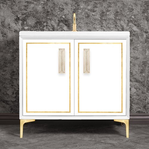 Linkasink VAN36W-024SB Linea With 8 Artisan Glass Prism Hardware 36 Wide Vanity, 36 X 22 X 33.5 (Without Vanity Top) - Parent