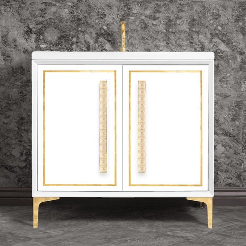 Linkasink VAN36W-026PB Linea With 18 Artisan Glass Pyramid Hardware 36 Wide Vanity, 36 X 22 X 33.5 (Without Vanity Top) - Parent