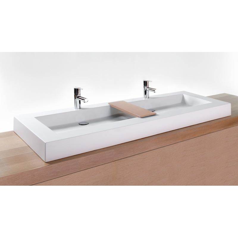 Wet Style VC60T-O-8-PC-MA Lav - Cube - 60 X 22 X 4 - Trough - Pc O/F - 3 Holes 8 C/C Per Drain - White Matte