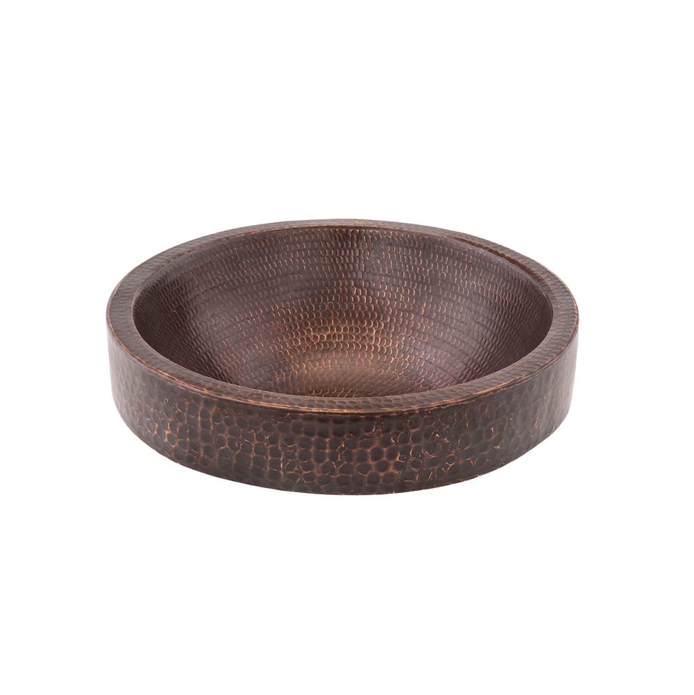Premier Copper Products VR15SKDB 15" Small Round Skirted Vessel Hammered Copper Sink