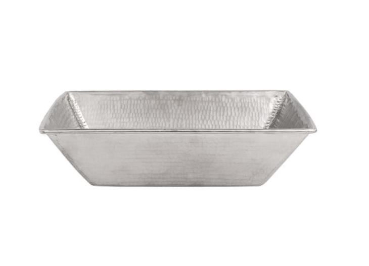 Premier Copper Products VREC17WEN 17" Rectangle Wired Rim Vessel Hammered Copper Sink in Nickel