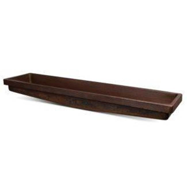 Premier Copper Products VREC60SKDB 60" Rectangle Skirted Vessel Hammered Copper Sink