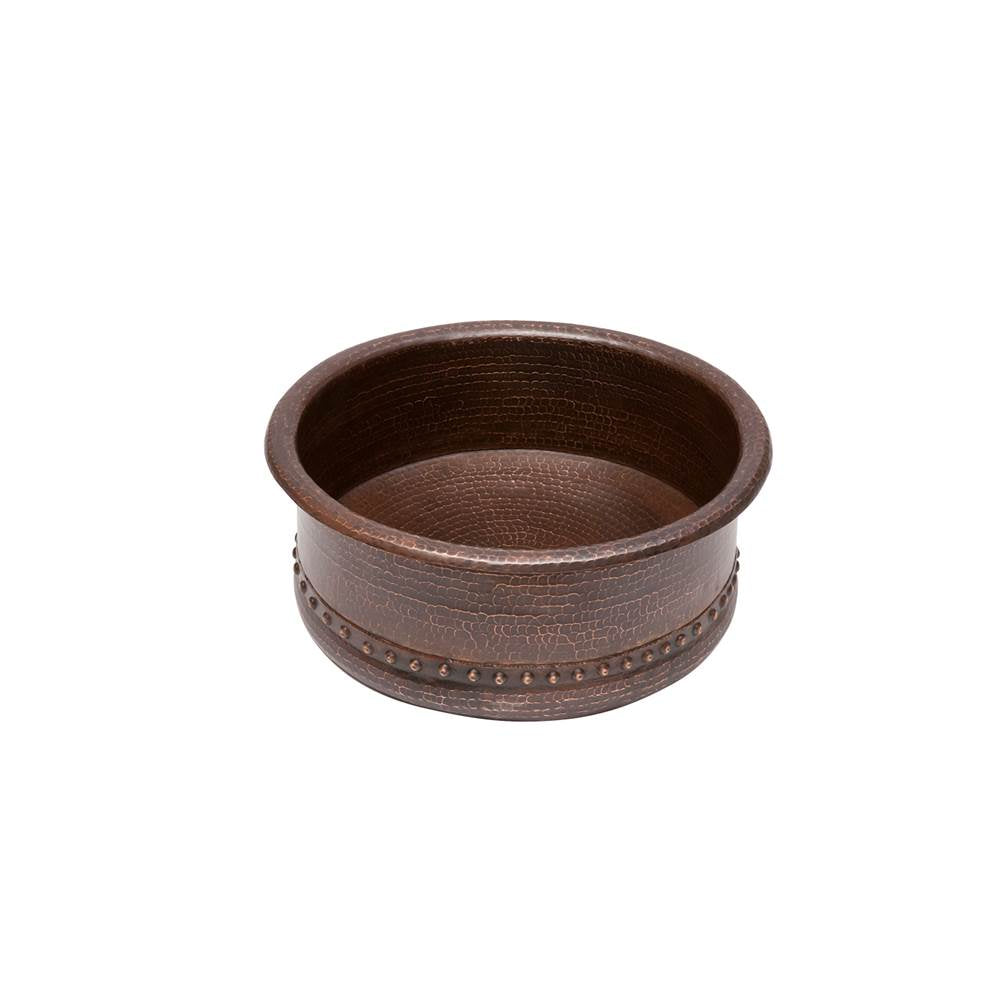 Premier Copper Products VRT15DB 15" Round Vessel Tub Hammered Copper Sink
