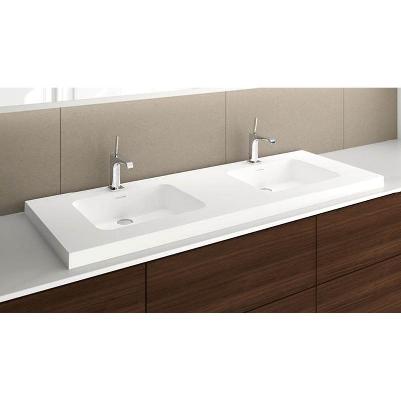 Wet Style VDCOS60-O-8-MB-MA Lav - Deco - 60 X 22 X 2 - Mb O/F - 3 Holes 8 C/C Per Drain - White Matte