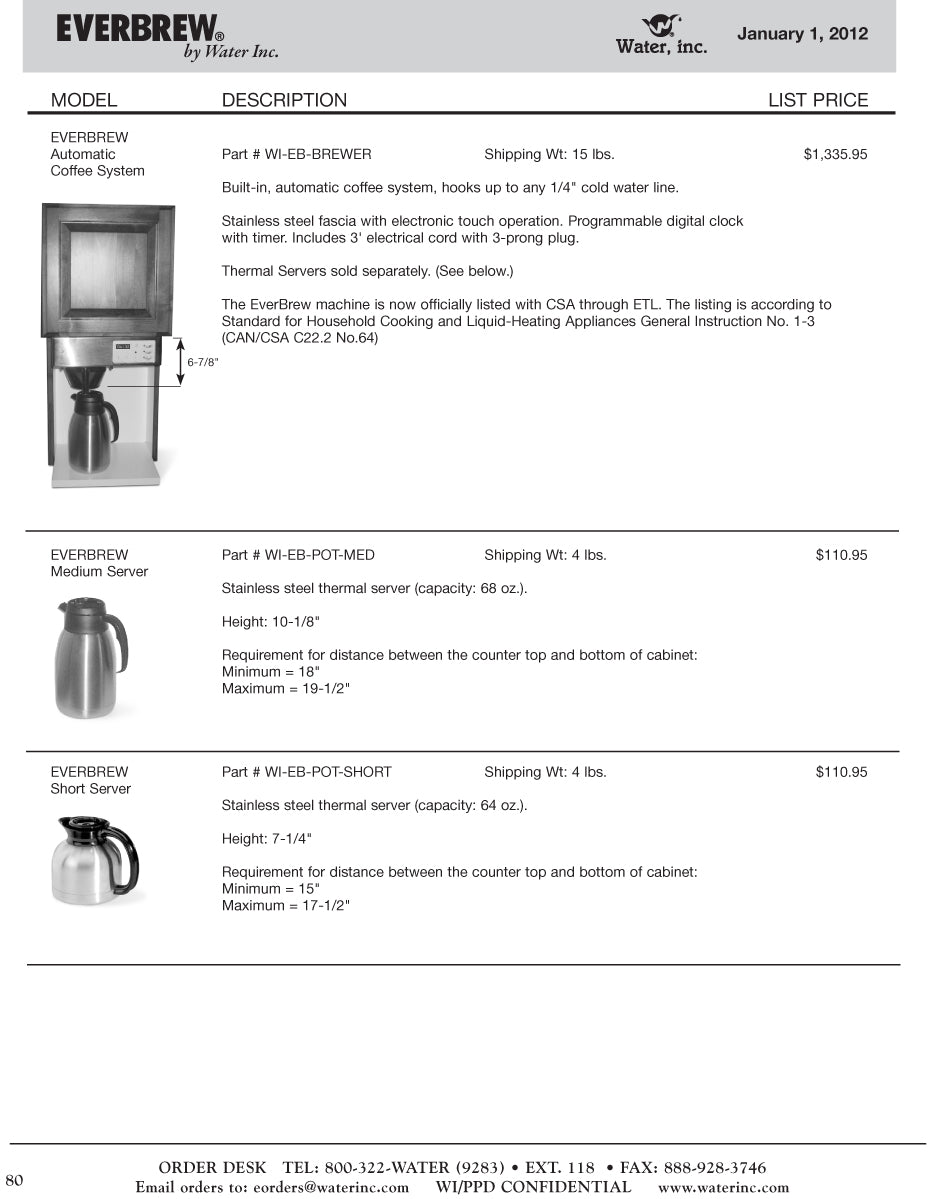 Water Inc WI-EB-BREWER Everbrew Automatic Coffee System