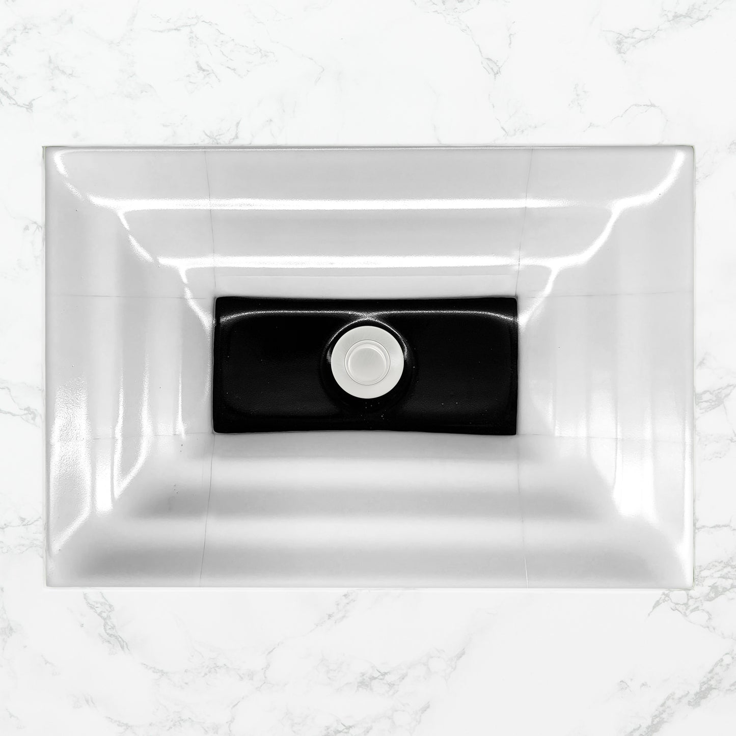 Linkasink AG08A Window Small Rectangular - White Glass with Black Window