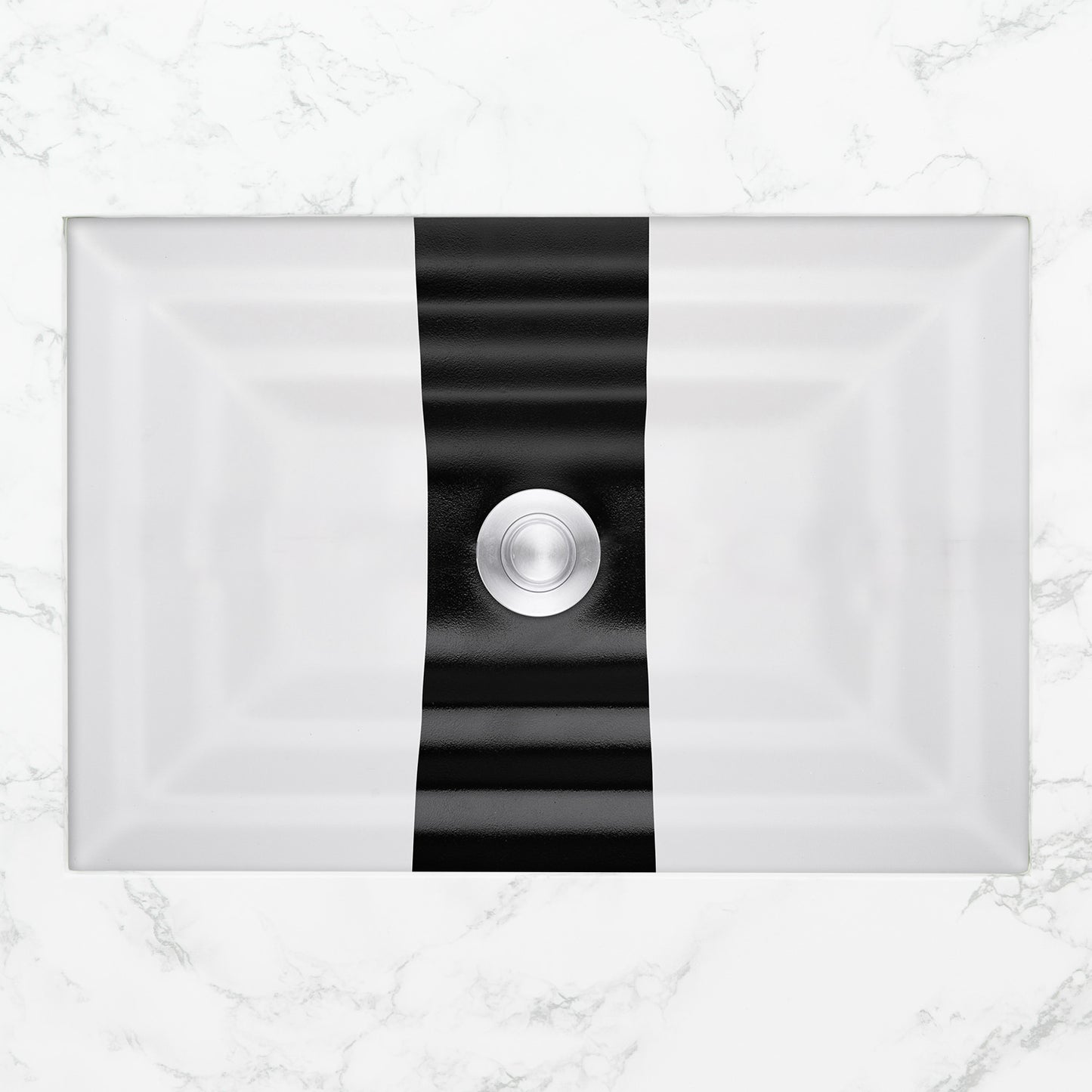 Linkasink AG12C Ribbon Large Rectangular - White Glass with Black accent