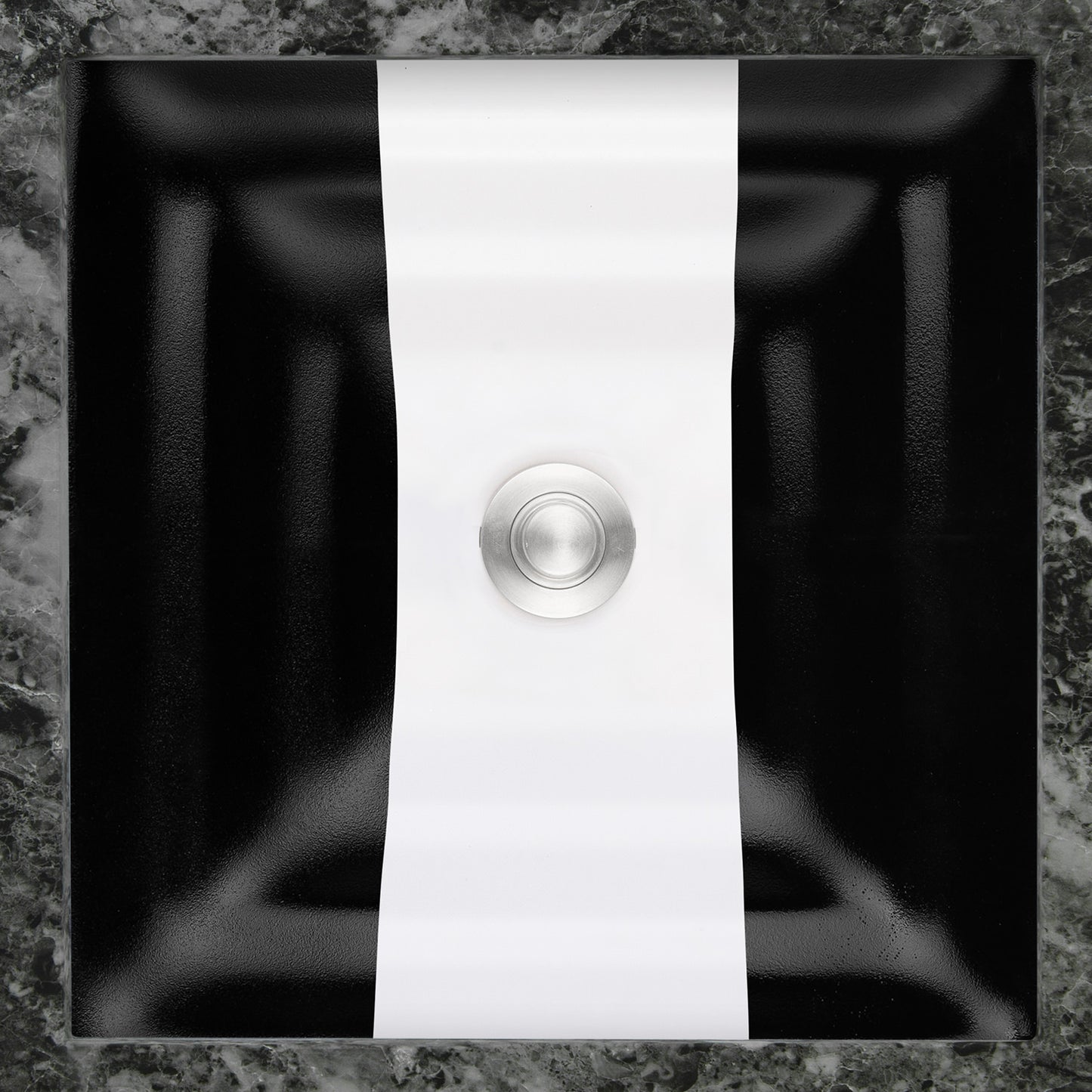 Linkasink AG13A Ribbon Small Rectangular - Black Glass with White accent