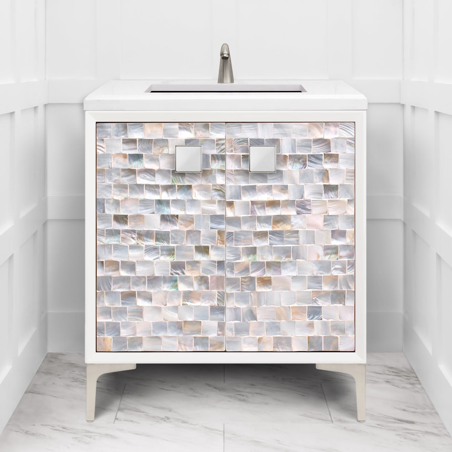 Linkasink VAN30W-029 Shell With 3" Artisan Glass Hardware 30" Wide Vanity, 30" X 22" X 33.5" (Without Vanity Top)