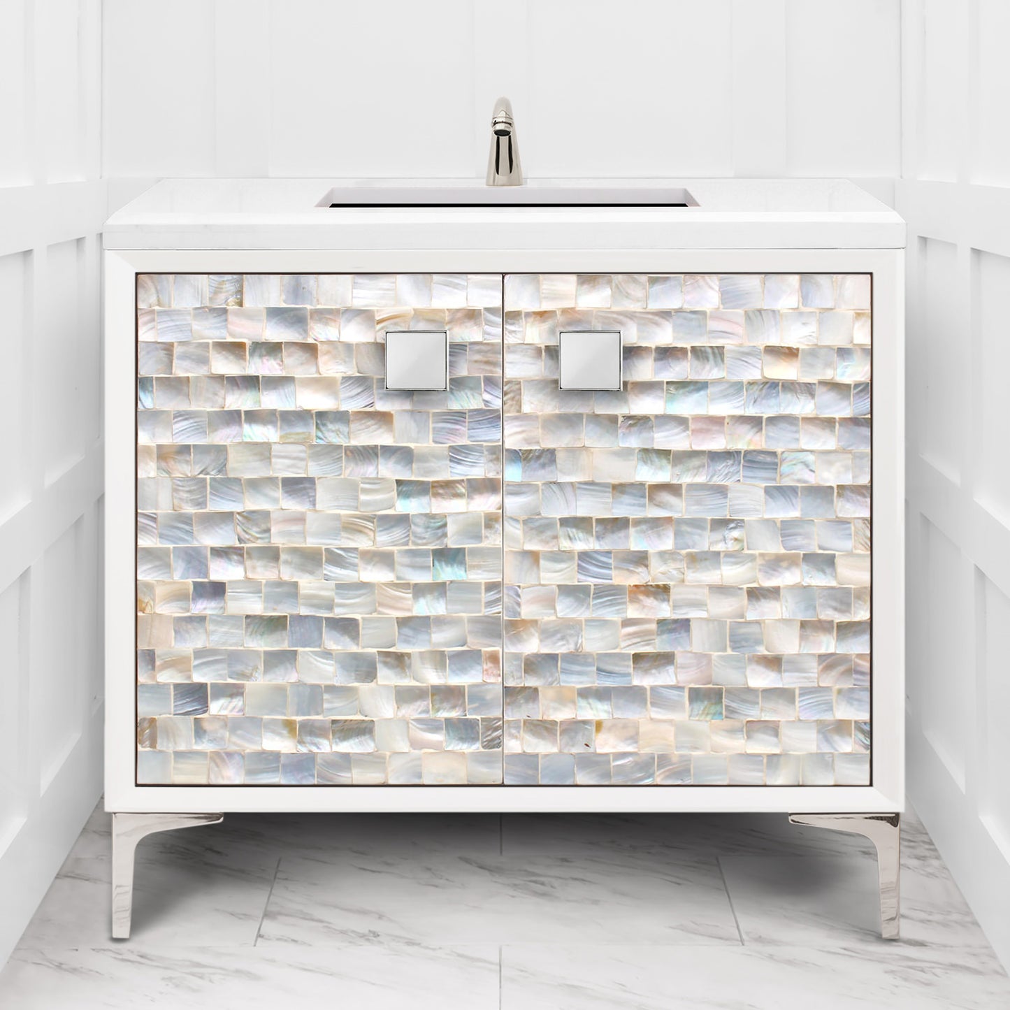 Linkasink VAN36W-029 Shell With 3" Artisan Glass Hardware 36" Wide Vanity, 36" X 22" X 33.5" (Without Vanity Top)