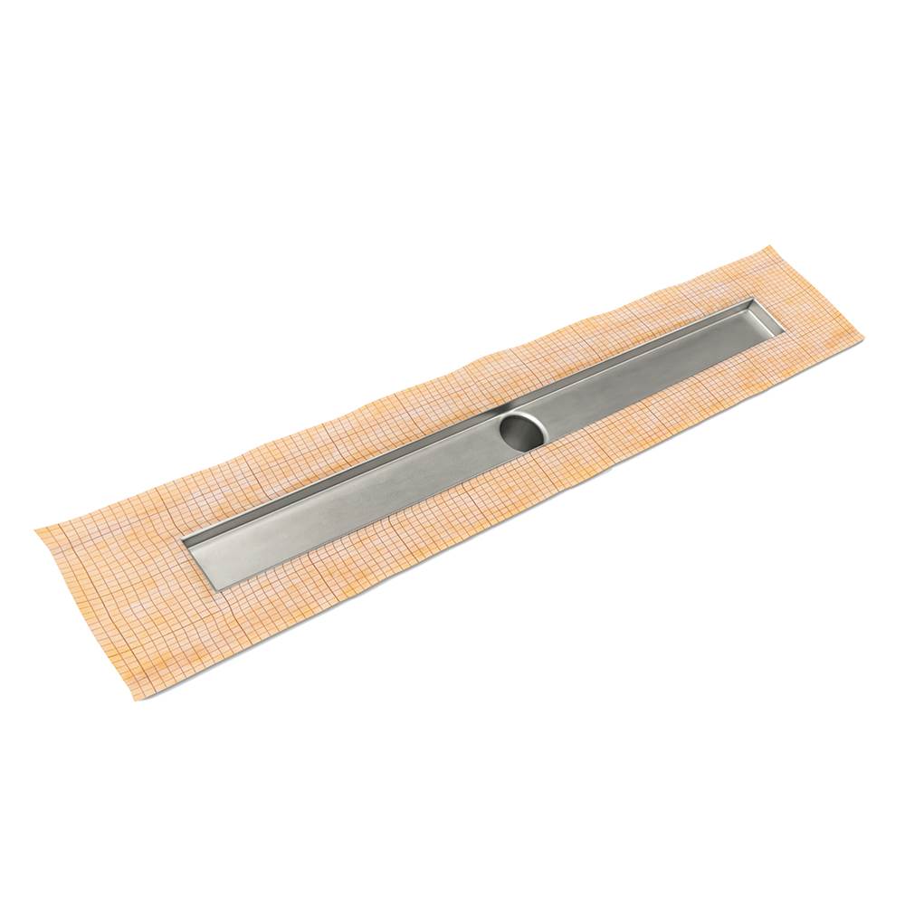 Infinity Drain FCS 6560 60" Stainless Steel Channel Assembly for FCS Series with 2" No Hub Outlet and Factory Applied Schluter� Kerdi Membrane