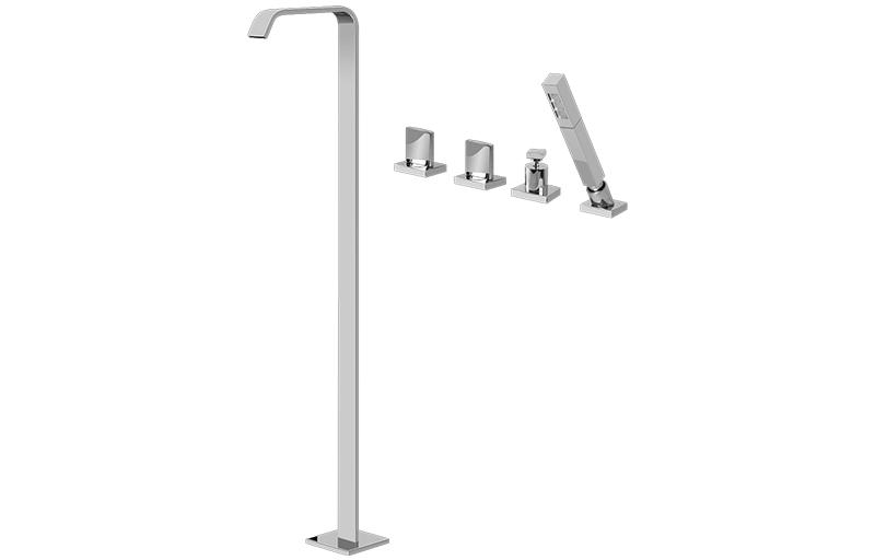Graff G-3653-C14B Targa Floor-Mounted Tub Filler With Deck-Mounted Handshower & Diverter - Parent