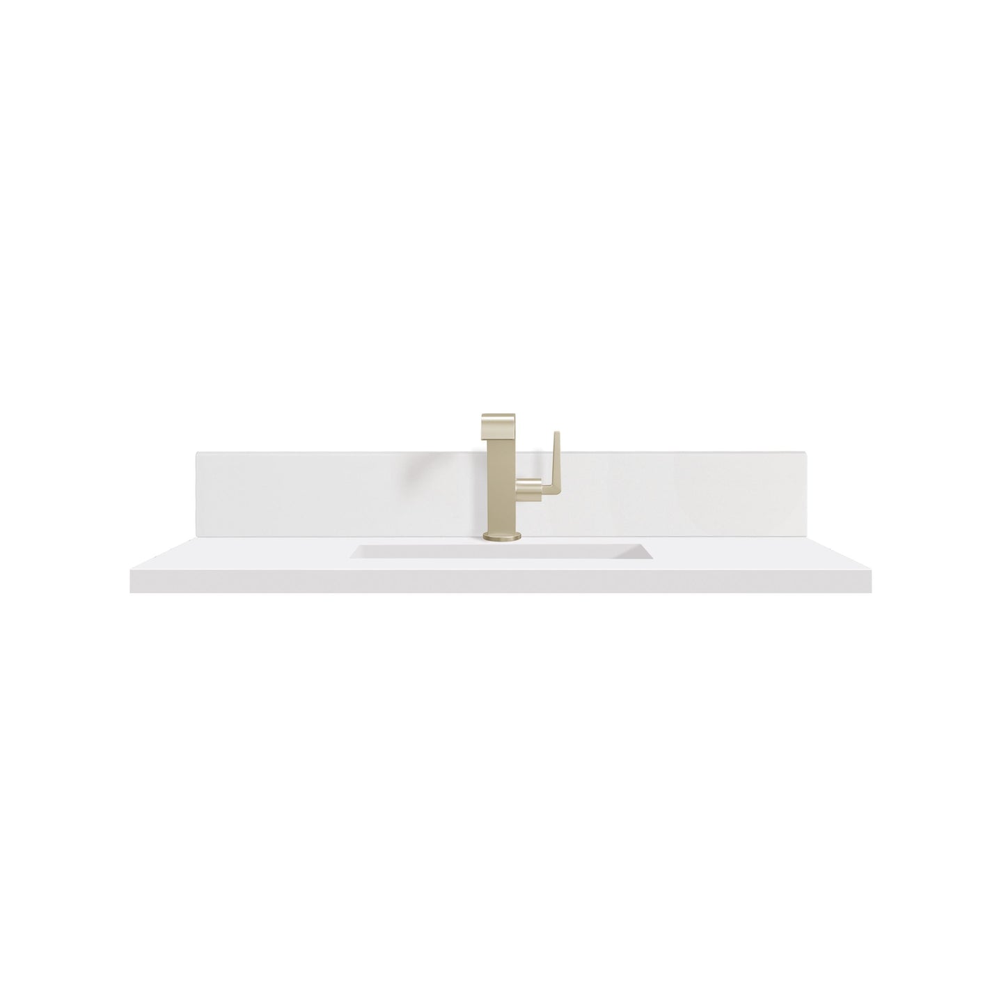 James Martin 051-S36-BS-WZ 36" Single Top, Single-Hole, 3 CM White Zeus Quartz With Backsplash & Sink