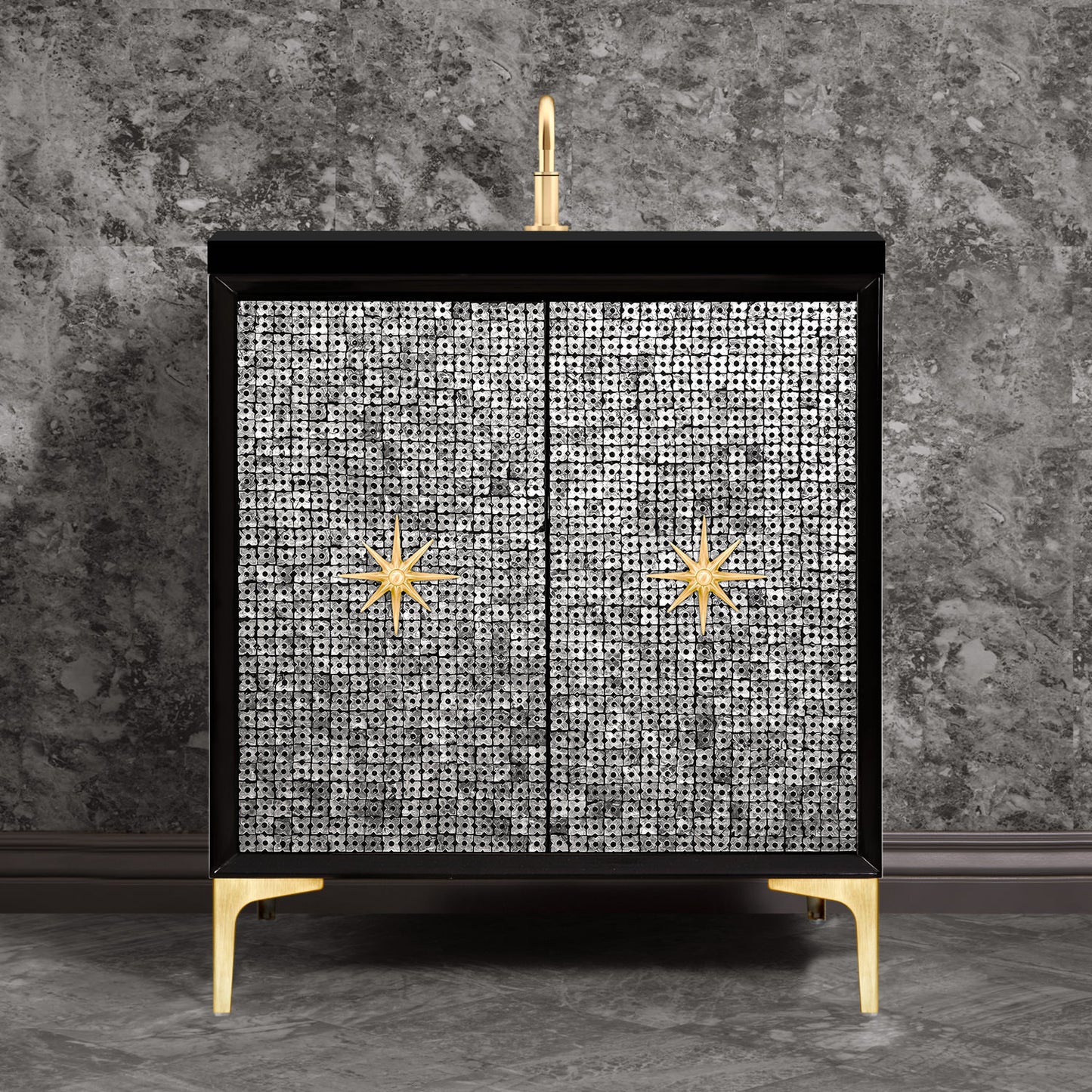 Linkasink VAN30B-028PB Mother Of Pearl With Star Hardware 30 Wide Vanity, 30 X 22 X 33.5 (Without Vanity Top)