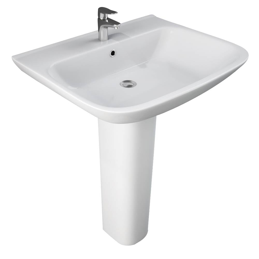 Barclay 3-1128WH Eden 650 Pedestal Lavatory 8 Widespread - White