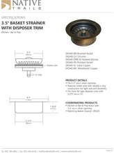Load image into Gallery viewer, Native Trails DR340-BN 3.5&quot; Basket Strainer w/ Disposer Trim Brushed Nickel