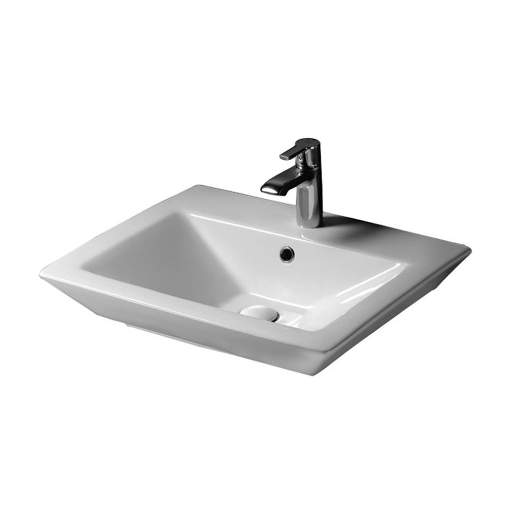Barclay 4-372WH Opulence Above Counter Basin 23 1 - Hole Rect. Bowl - White