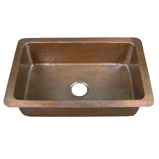 Barclay 6921-AC Rhodes Single Bowl Kitchen Sink -Hammered - Antique Copper