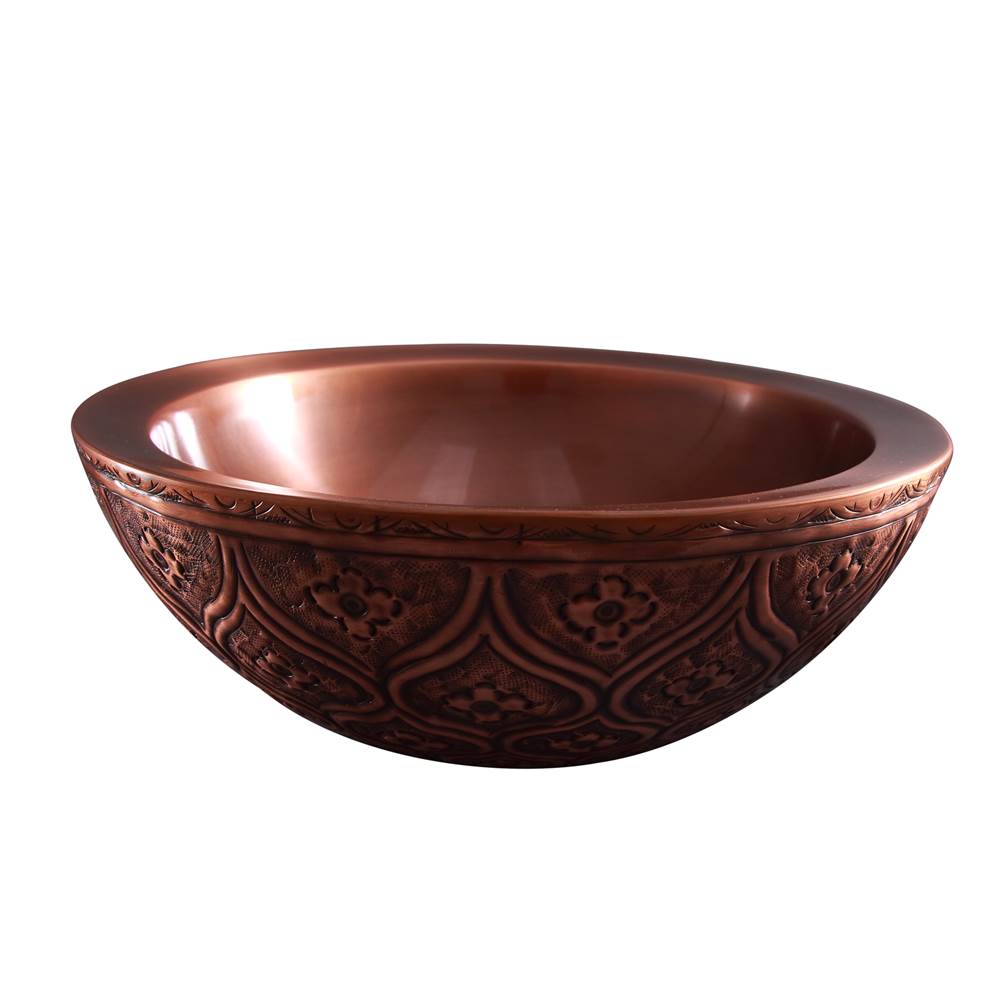 Barclay 7-750DAC Addie Round Emobossed Copper Vessel Dark - Antique Copper