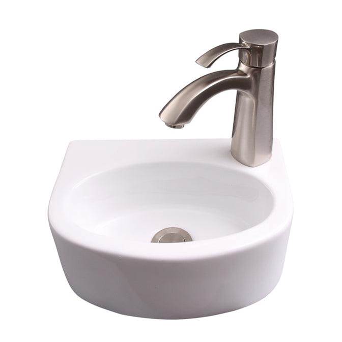 Barclay 4-9160WH Cadiz Wall Hung Basin 12 Circle 1 Faucet Hole - White