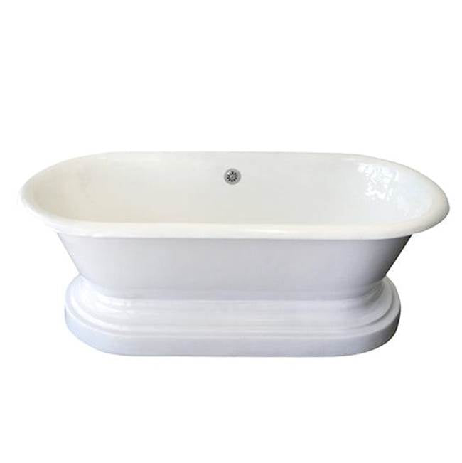 Barclay CTDRHB-WH Duet Cast Iron Double Roll Tub With base 67 7 Holes - White