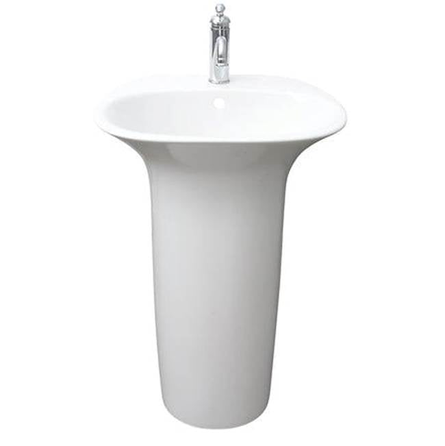 Barclay SE3-111WH Sensation 21 - 5/8 Ped Lavatory 1 - Hole Fireclay With Waste Cover - White