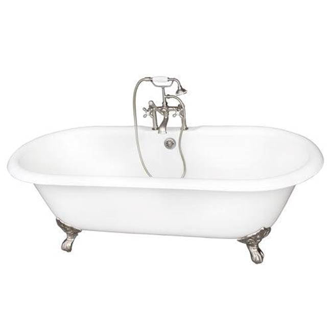 Barclay TKCTDRH-SN2 Tub Kit 67 Cast Iron Double Roll Top Filler Supplies Drain - Satin Nickel