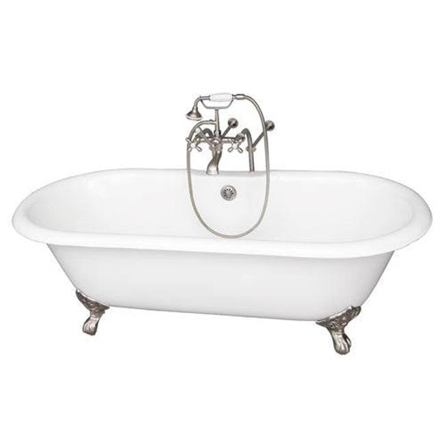 Barclay TKCTDRN-SN2 Tub Kit 67 Cast Iron Double Roll Top Filler Supplies Drain - Satin Nickel