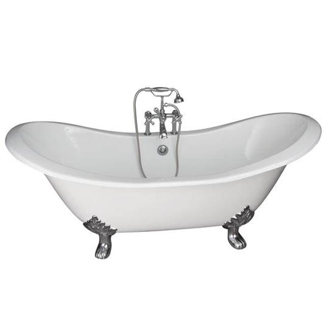 Barclay TKCTDSH-CP5 Tub Kit 71 Cast Iron Double Slipper Filler Supplies Drain - Polished Chrome