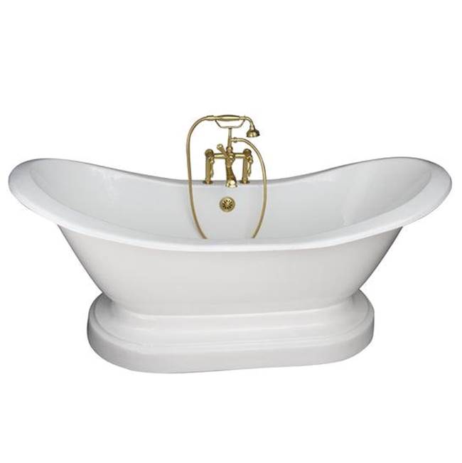 Barclay TKCTDSHB-PB3 Tub Kit 71 Cast Iron Double Slipper Filler Supplies Drain - Polished Brass