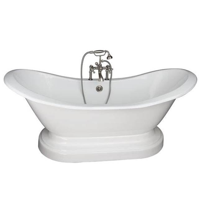 Barclay TKCTDSHB-SN5 Tub Kit 71 Cast Iron Double Slipper Filler Supplies Drain - Brushed Nickel