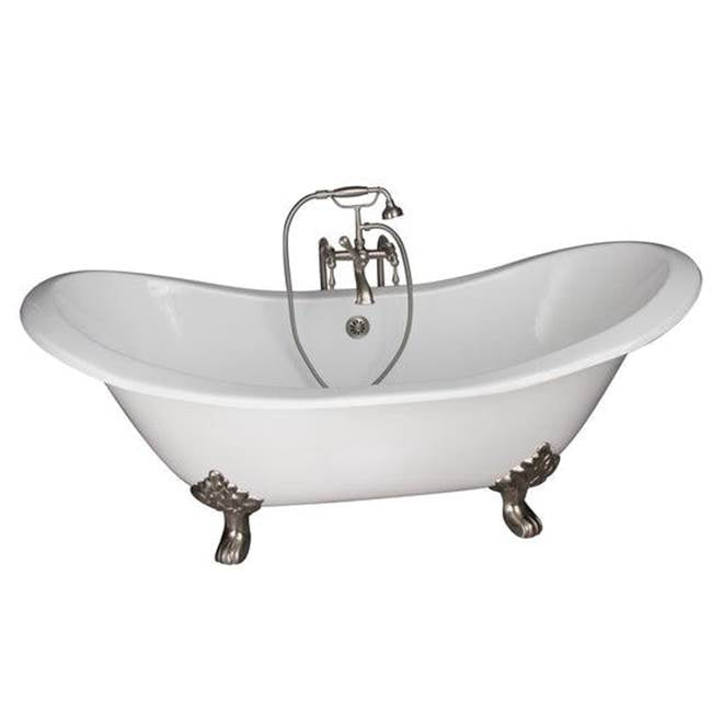 Barclay TKCTDSN-SN3 Tub Kit 71 Cast Iron Double Slipper Filler Supplies Drain - Brushed Nickel