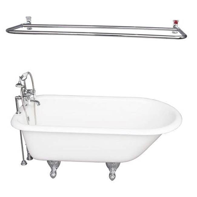 Barclay TKCTR7H67-CP5 Tub Kit 67 Cast Iron Roll Top Shower Rod Filler Supplies Drain - Polished Chrome