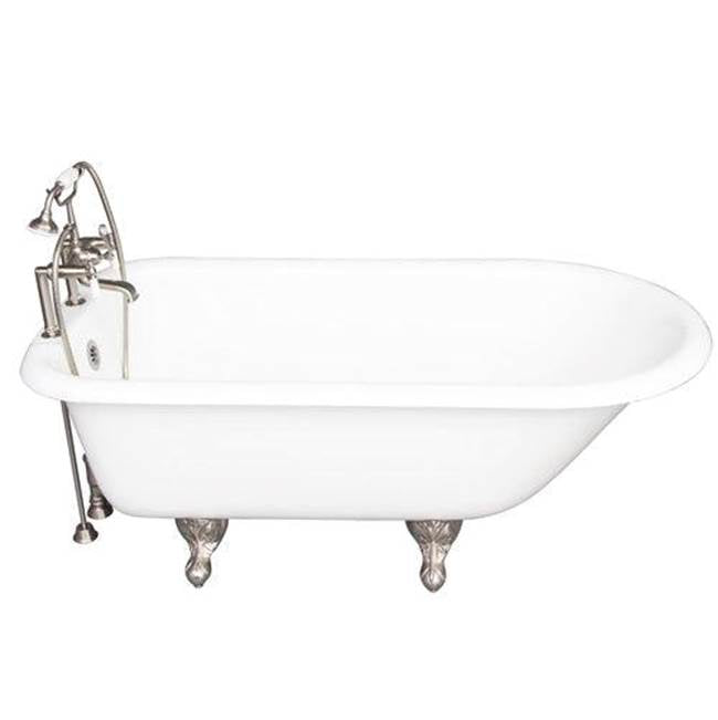 Barclay TKCTR7H67-SN1 Tub Kit 67 Cast Iron Roll Top Tub Filler Supplies Drain - Satin Nickel