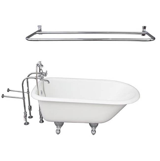 Barclay TKCTRN54-CP6 Tub Kit 54 Cast Iron Roll Top Shower Rod Filler Supplies Drain - Polished Chrome