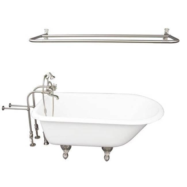 Barclay TKCTRN54-SN6 Tub Kit 54 Cast Iron Roll Top Shower Rod Filler Supplies Drain - Satin Nickel