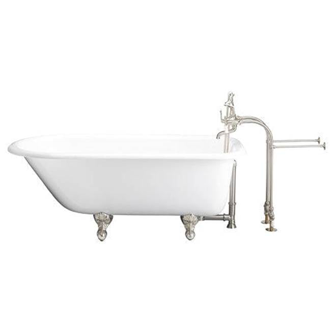 Barclay TKCTRN60-SN1 Tub Kit 60 Cast Iron Roll Top Tub Filler Supplies Drain - Satin Nickel