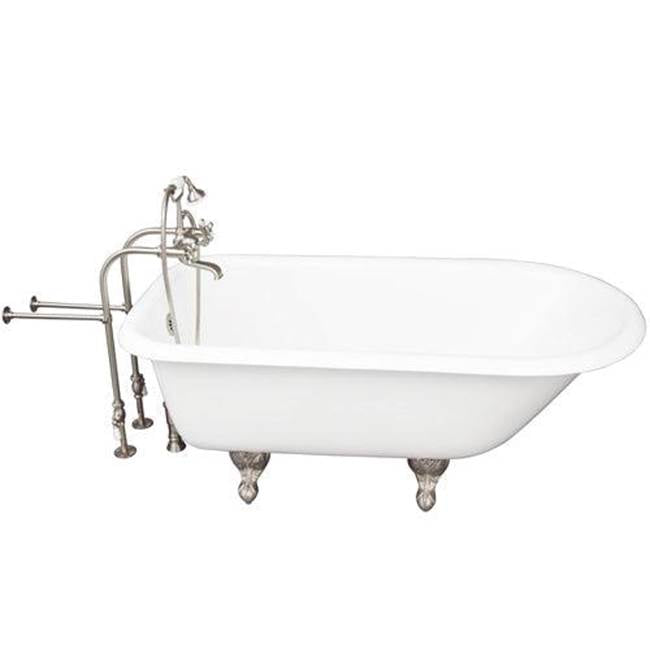 Barclay TKCTRN60-SN2 Tub Kit 60 Cast Iron Roll Top Tub Filler Supplies Drain - Satin Nickel