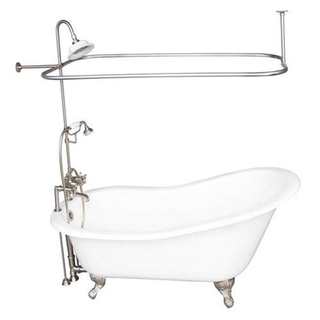 Barclay TKCTS7H67-BN4 Tub Kit 67 Cast Iron Slipper Shower Unit Supplies Drain - Brushed Nickel