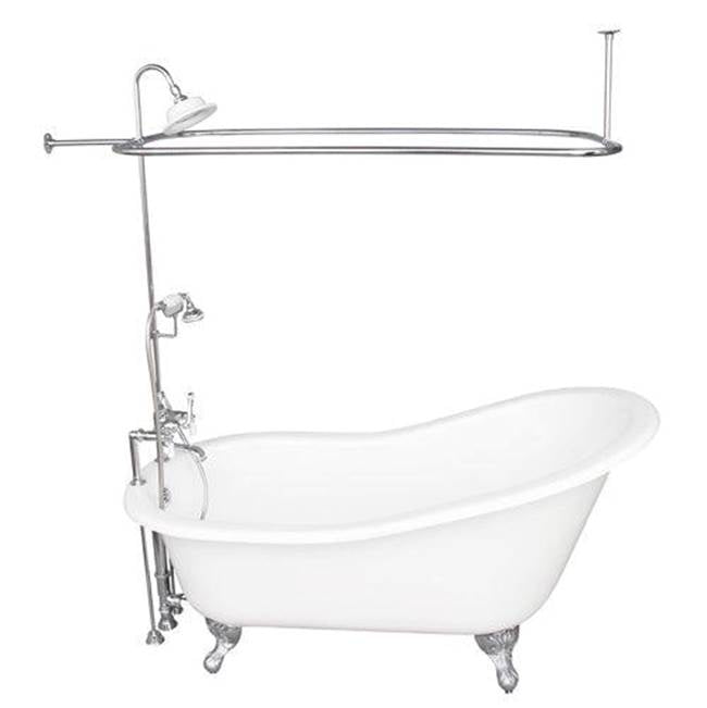 Barclay TKCTS7H67-CP3 Tub Kit 67 Cast Iron Slipper Shower Unit Supplies Drain - Polished Chrome