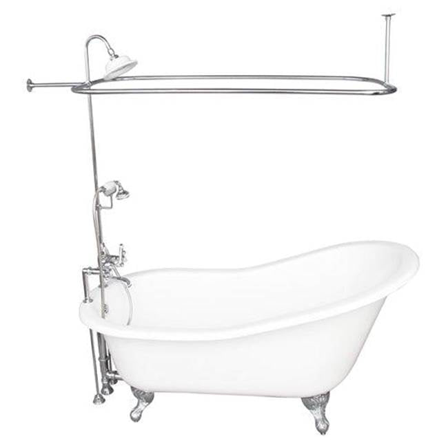 Barclay TKCTS7H67-CP4 Tub Kit 67 Cast Iron Slipper Shower Unit Supplies Drain - Polished Chrome
